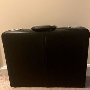 Alpine Swiss Expandable Leather Attache Briefcase Dual Combination Locks